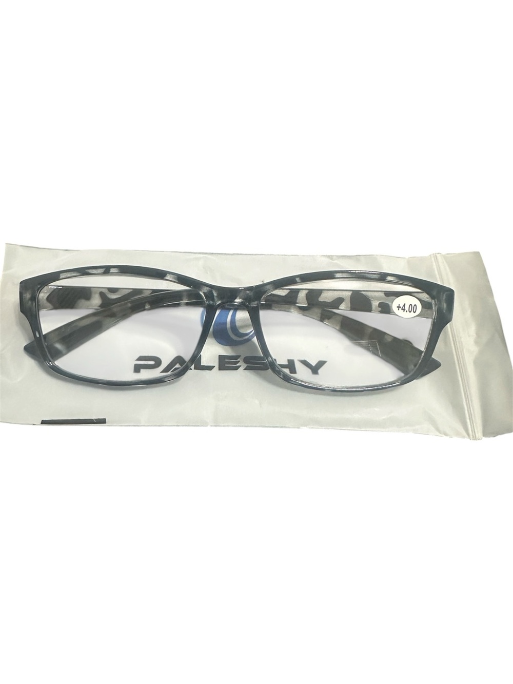 Paleshy +4.00 Reading Glasses Black Tortoise Clear Lens Readers